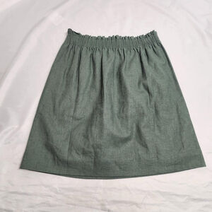 J. Crew Factory Linen-Cotton Blend City Elastic Waist Skirt Green 2 Preppy